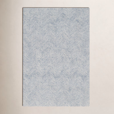 Wheaton Blue Beige Hand-Tufted Wool Chevron Rug