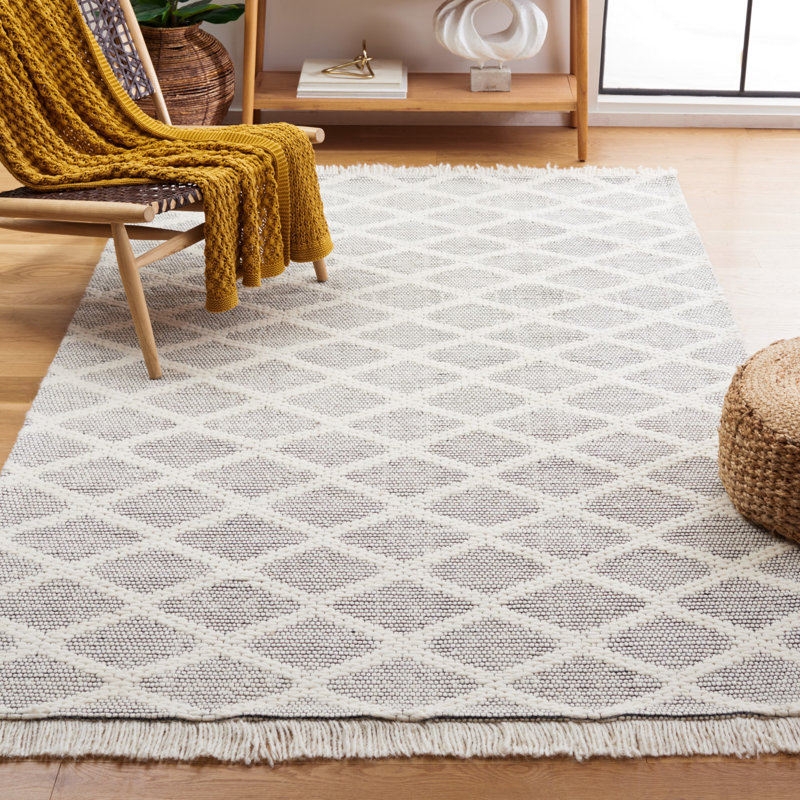 Tapis géométrique en laine et en coton tissé à la main Castillo, Rectangle 8 pi x 10 pi