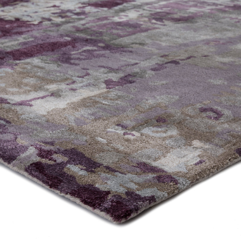 Tapis mauve / gris touffeté à la main Fleishman, Rectangle 2 pi x 3 pi