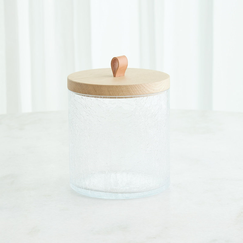 Crackle Glass Canister w/Lid, 88 oz