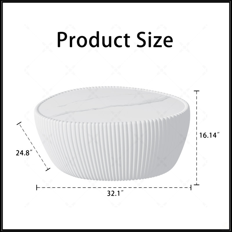 Table basse moderne en polyuréthane, Blanc, Blanc, Marbre