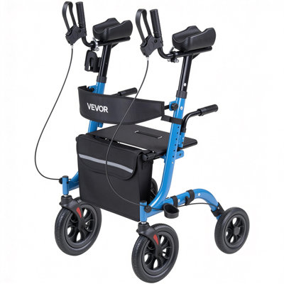 Rollator Walker with Seat for Seniors, Foldable Rolling Walker, Lightweight Aluminum Mobility Walking Aid with PU Solid Wheels, Adjustable Handle, Storage Bag, Cup/Cane Holder - Supports 300LBS