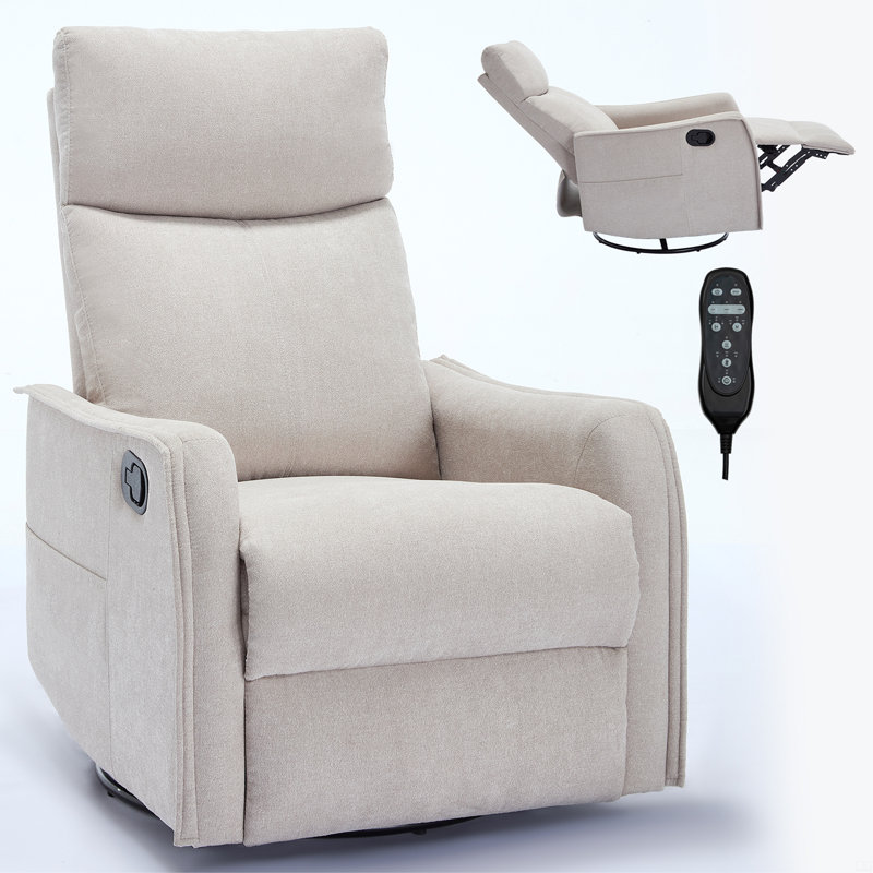 Heat Massage Manual Recliner Chair With Rocker And Swivel, Beige