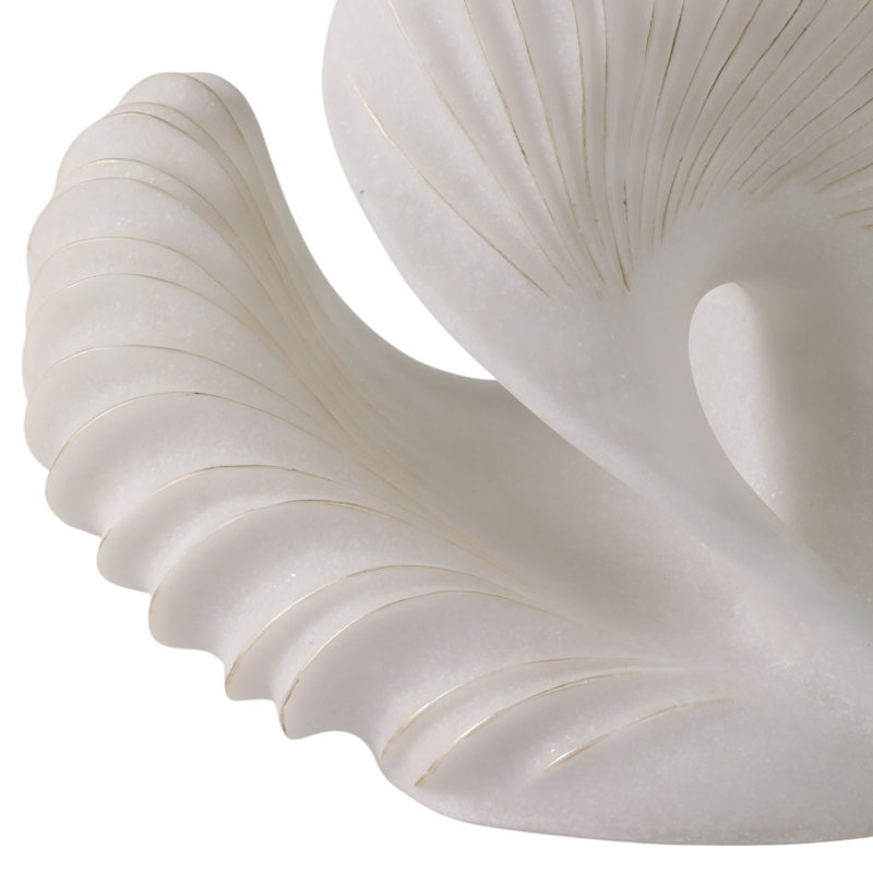 Sculpture en polyrésine à motif abstrait et moderne pour le bureau à domicile - 14 po - blanc