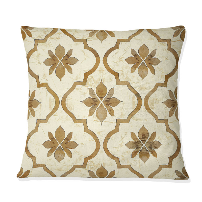 Coussin décoratif beige Mid-Century Quatrfoil II - Mid-Century, H 16 po x l 16 po