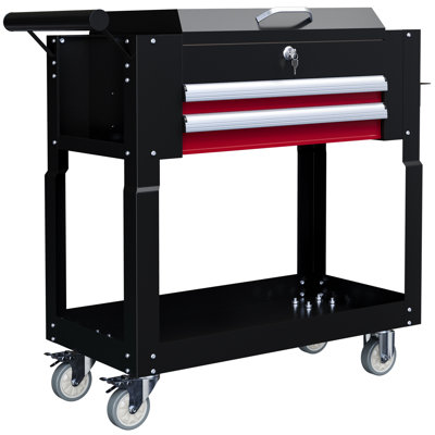 Rolling Tool Cart 330 LBS Steel Utility Cart with Drawers Black