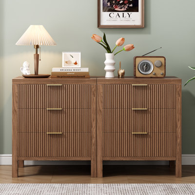 27.56" Tall 3-Drawer Nightstand (set Of 2)