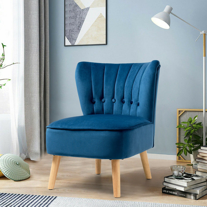 Chaise d'appoint en velours 21,5 po Herron, Velours bleu