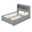 Lit plateforme double avec lit gigogne, tiroirs et prises USB, gris