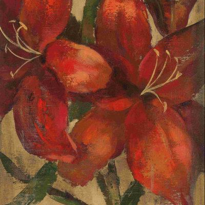 «Vivid Red Lily on Gold» par Silvia Vassileva - impression sur toile tendue