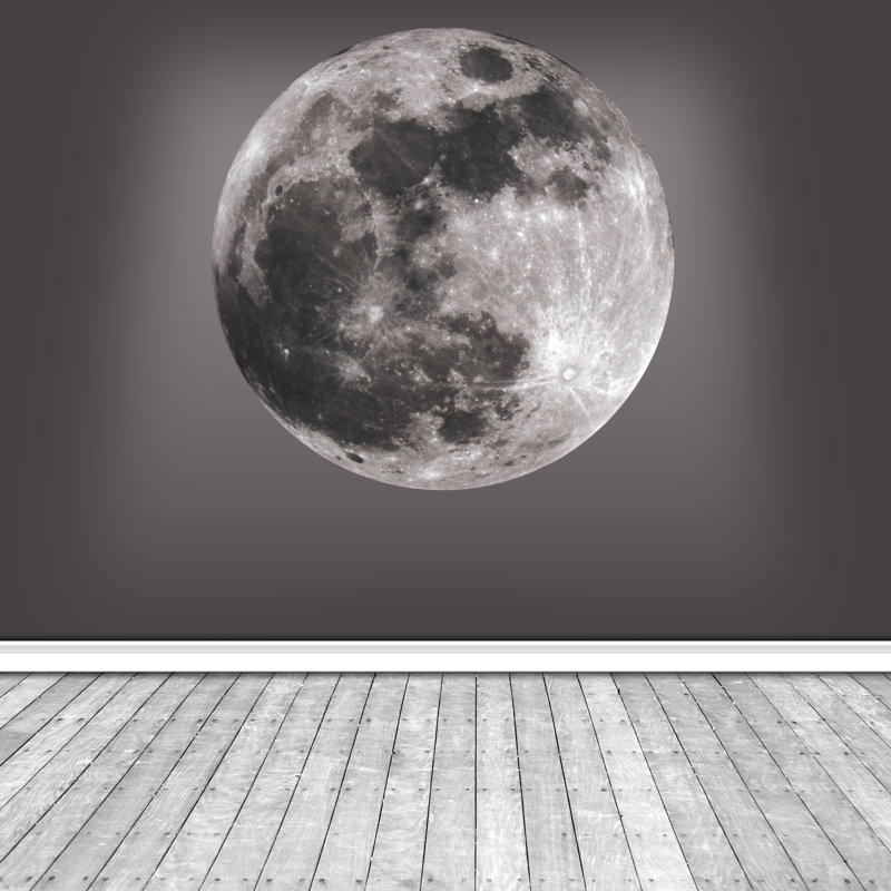Adhésif décoratif enfants lune, H 27,56 po x l 27,56 po, Noir