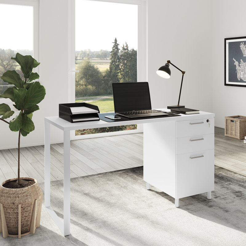 Bureau réversible Faith-Sharona, Blanc / blanc