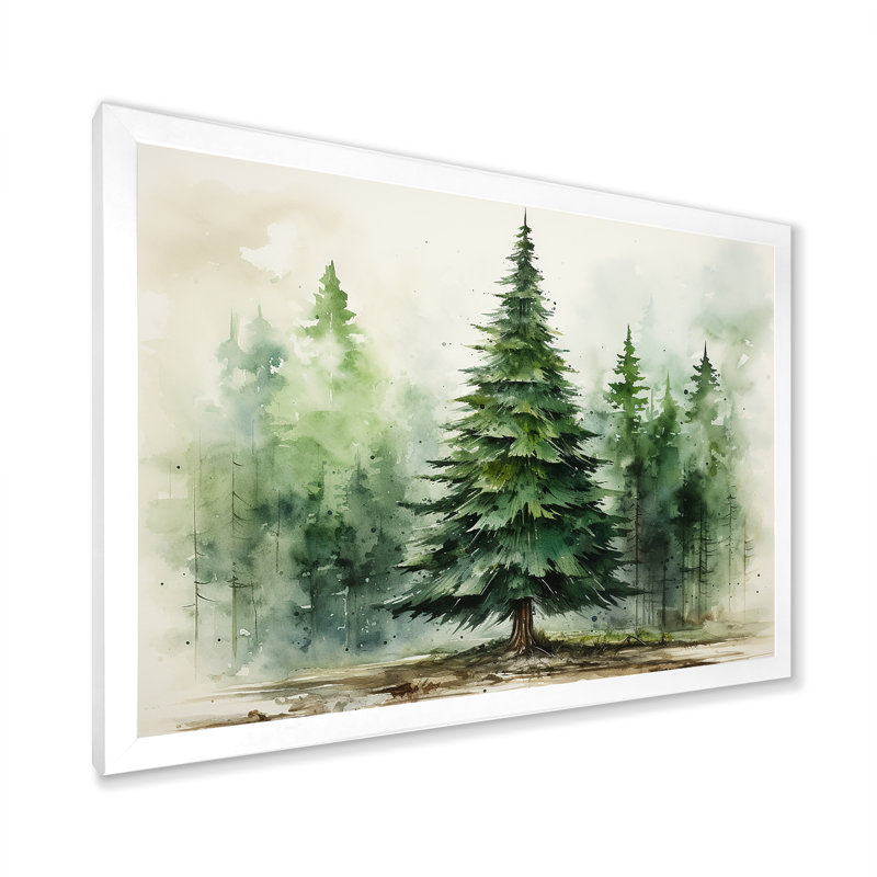 Minimalisme, pin, forêt I - pin, art mural, Cadre de coin blanc fermé, H 24 po x l 32 po x P 1 po