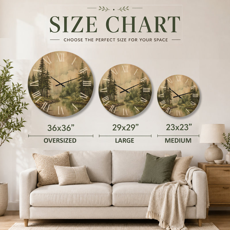 Horloge murale en bois avec pin, Oversized