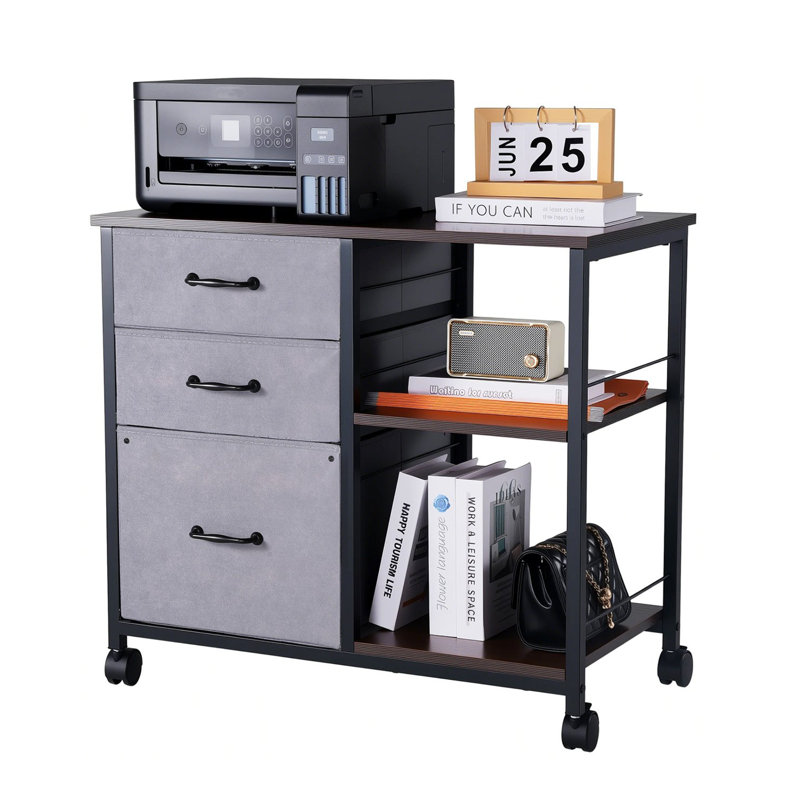 75cm Wide 3 -Drawer Mobile File Cabinet, Brown