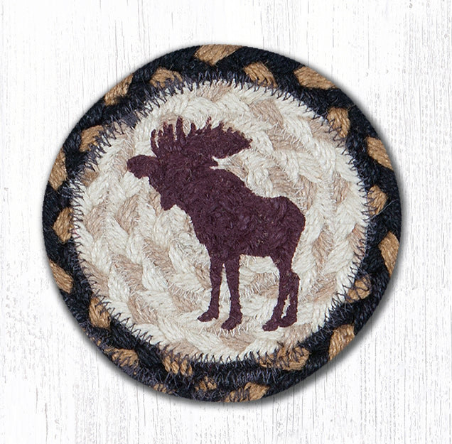  Bear Printed Coaster – 5" H Rustic Cabin Decor with Braided Jute and Nature-Inspired Wildlife Design