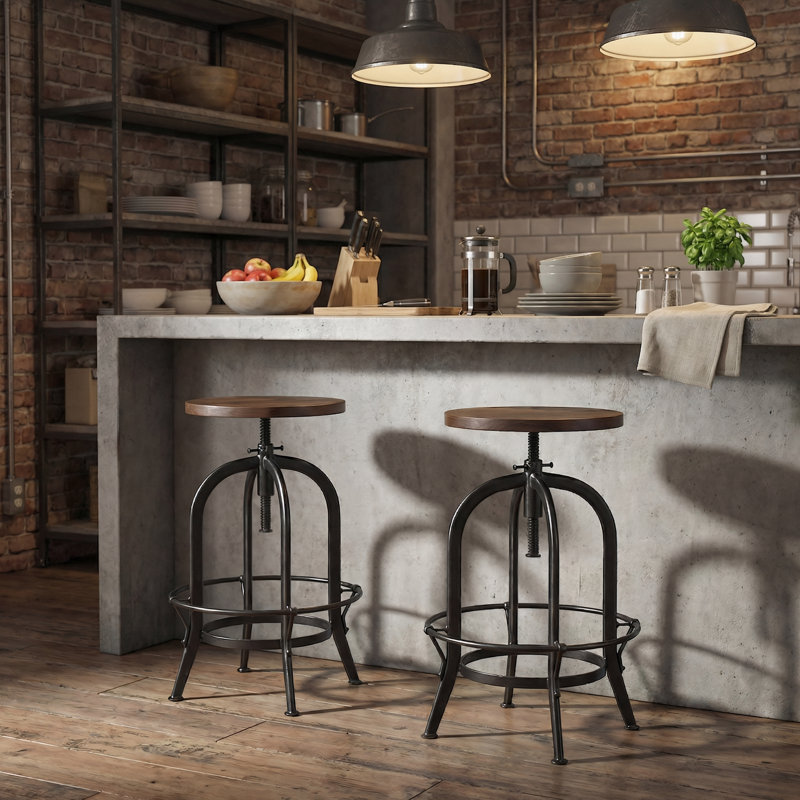 Jaydynn Swivel Adjustable Height Counter Stool with Metal Frame