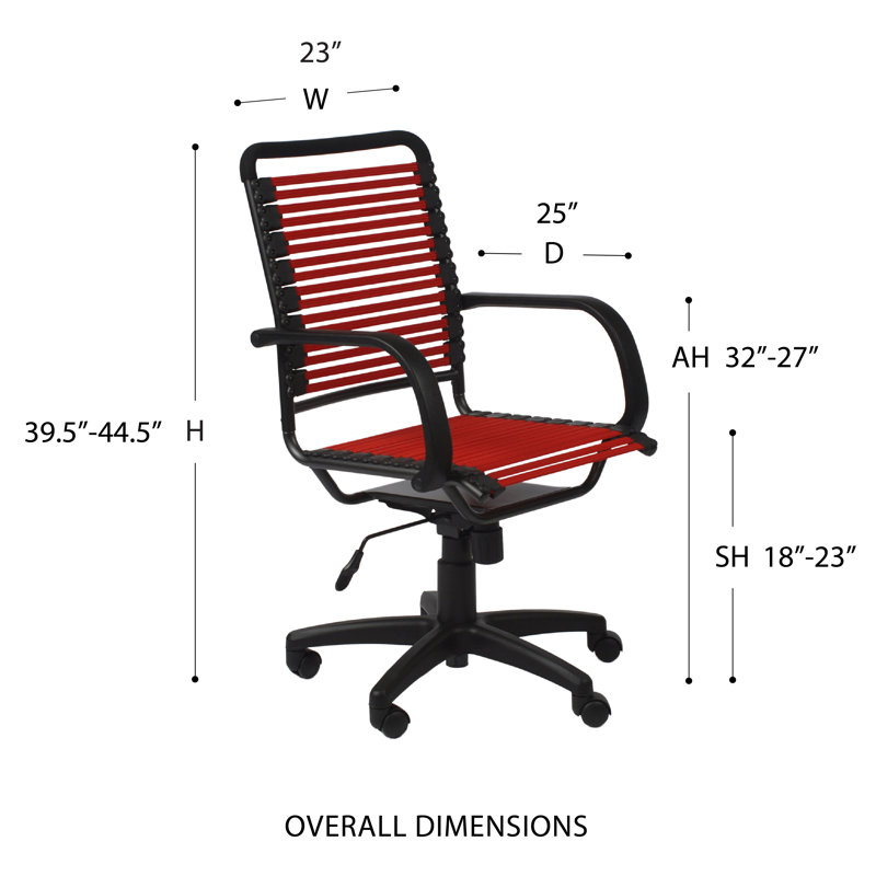 Chaise de travail pivotante à hauteur réglable de 23 po Rossini, Rouge