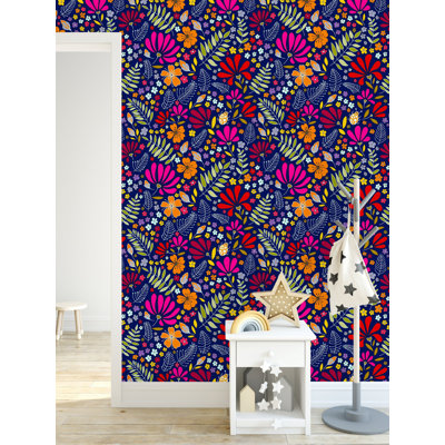 Murale peinte florale hippie