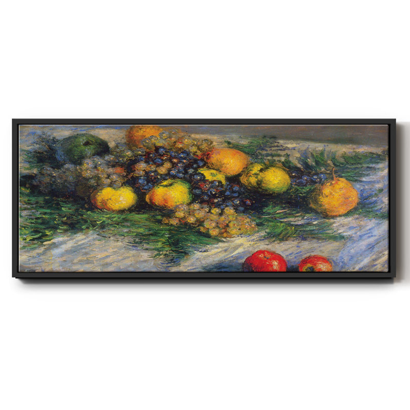 Nature morte encadrée sur toile par Claude Monet, H 24 po x l 60 po x P 1,5 po, Toile avec cadre flottant noir