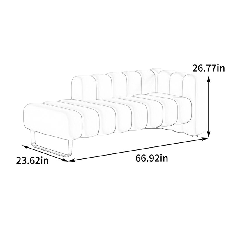 Chaise longue rembourrée Latocha, Accoudoir à droite (vu de face)