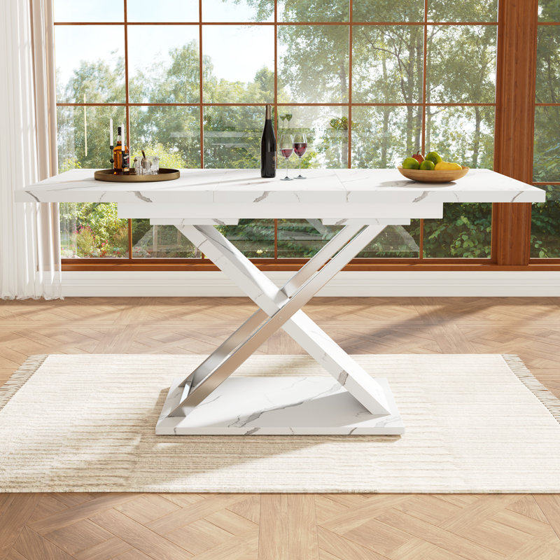 Extendable Metal Base Dining Table