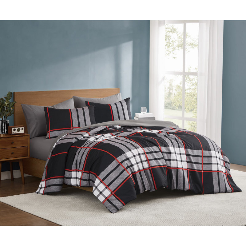Truly Soft Danbury Plaid Microfiber Comforter Sets, Queen Comforter + 2 Pillow Shams