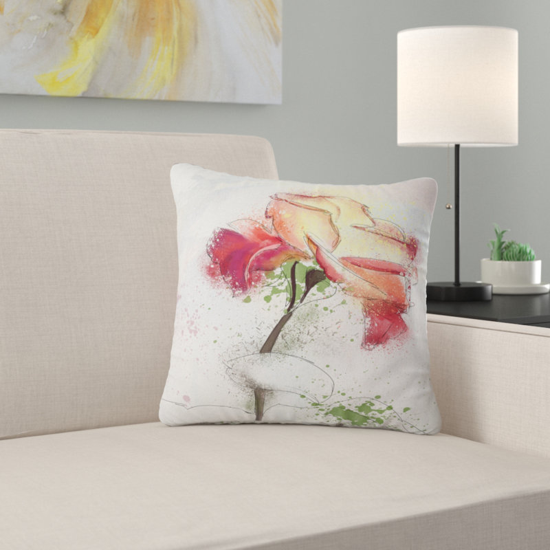 Coussin décoratif floral magnifique rose, 16 po x 1 po, Coussin décoratif