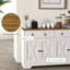 Buffet avec rangement, 2 tiroirs, 4 portes, tablettes réglables, blanc, buffet à grain de bois, armoire de rangement, dessus, pour bureau