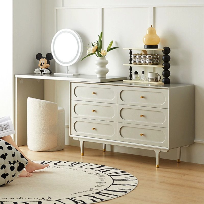 Commode simple en bois massif, Argent champagne