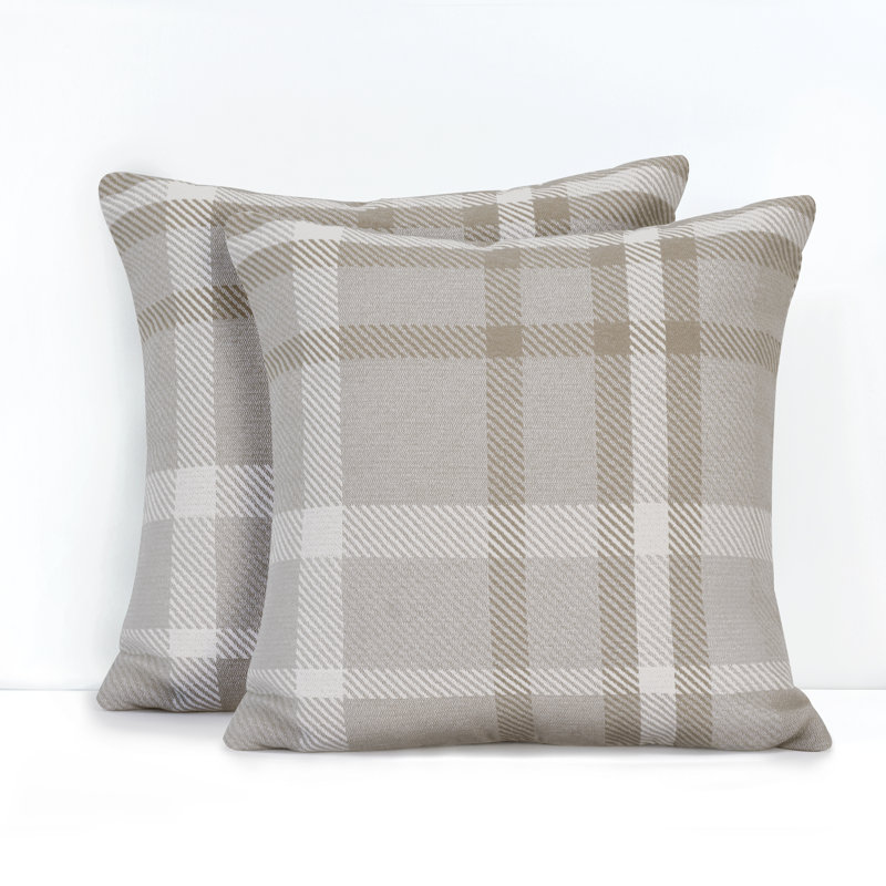 Housse de coussin d'extérieur carré Pacifica, Chanvre Tartan, 24 po x 24 po