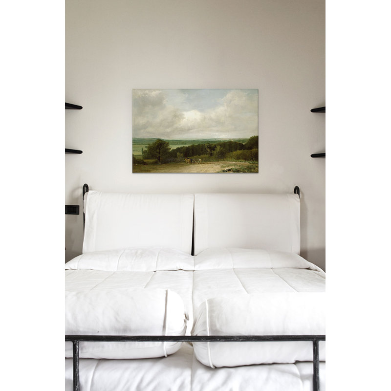 "Wooded Landscape With a Plowman", impression sur toile, H 8 po x l 12 po x P 0,75 po