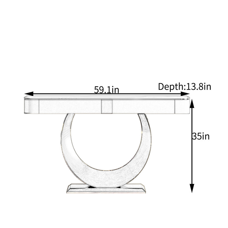 Console d'entrée de luxe de style haut de gamme, Crème, crème, H 35 po x l 59,1 po x P 13,8 po