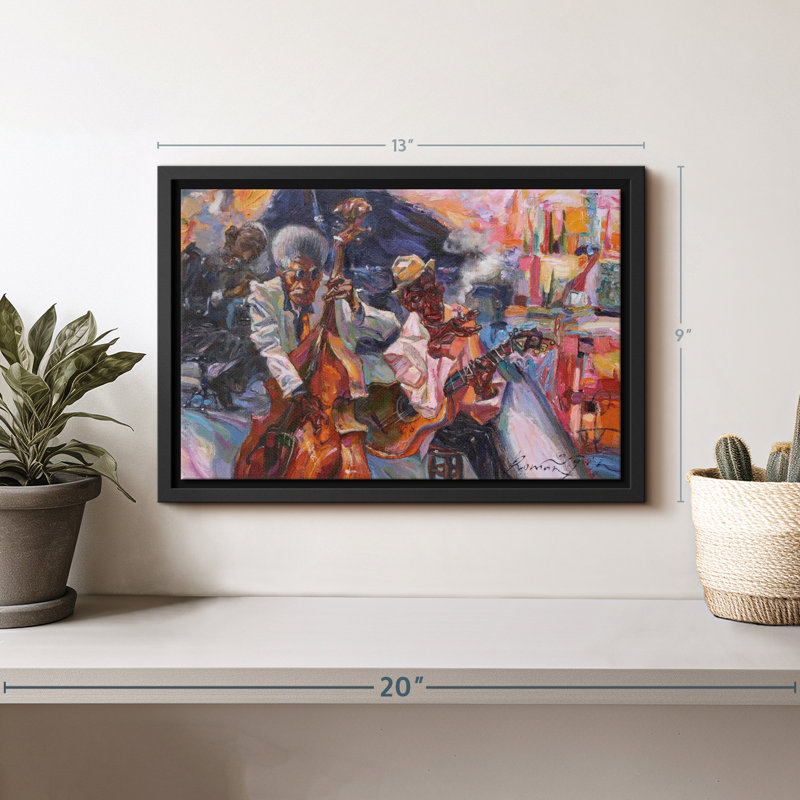 «Jazz Club», reproduction sur toile jaune, H 9 po x l 13 po