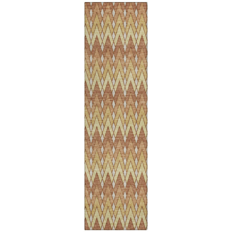 Machine Washable Indoor/Outdoor Chantille ACN2558 Geometric Rug, Runner 2'3" x 7'6", Paprika