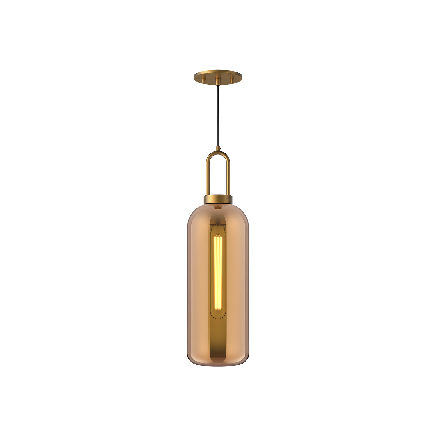 Minneapolis Single Light Glass Pendant, Aged Gold, Copper, 20.75" H x 6" W x 6" D 