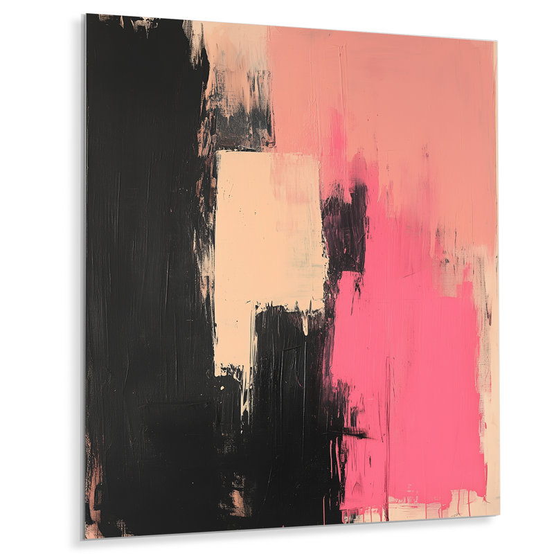 Décoration murale géométrique abstraite Blush And Shadow, impression sur métal, H 20 po x l 12 po