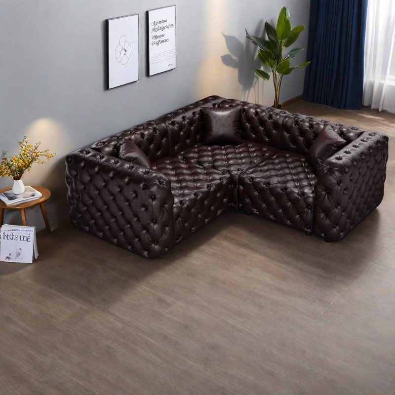 Canapé modulaire à compression en similicuir de 75 pouces pour la maison