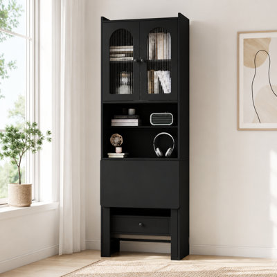 Fold Out Multi-Functional Convertible Desk Cabinet with Storage Shelf & Drawer