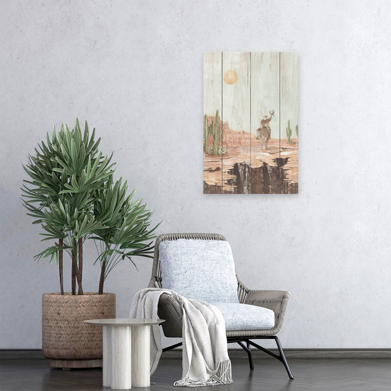 «Desert Ride - Contemporary Western Cowboy Horse Art», H 24 po x l 16 po