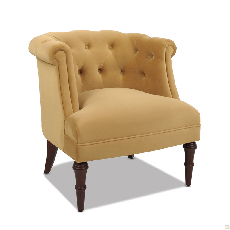 Fauteuil d'appoint capitonné, velours doré, Velours jaune