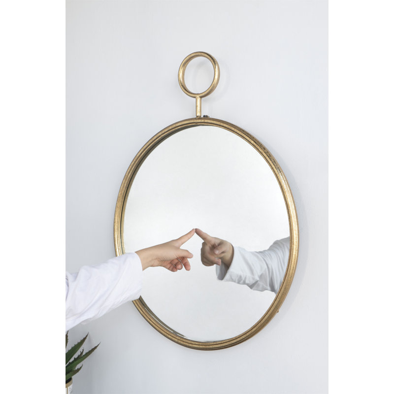 Miroir mural circulaire avec cadre en fer, 32,3 po x 26,4 po