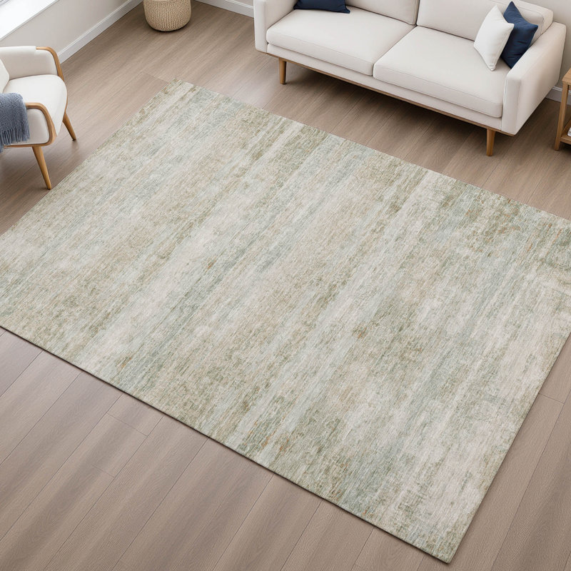 Premium Machine Washable Mayfield AMF2154 Striped Rug, Rectangle 9' x 12', Putty