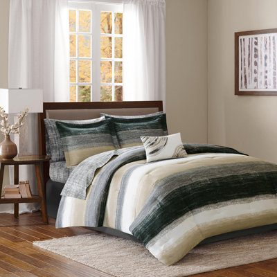 Saben Striped Comforter Set with Cotton Bed Sheets