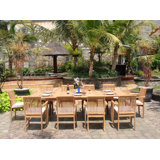 Hangah Outdoor 11 - Piece Teak Dining Set