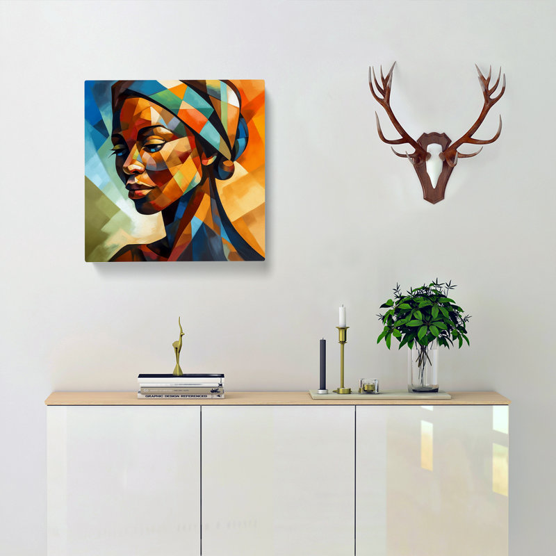 African Woman Cubism No.2 - Wrapped Canvas - Framed Print, 35cm H x 35cm W x 3cm D