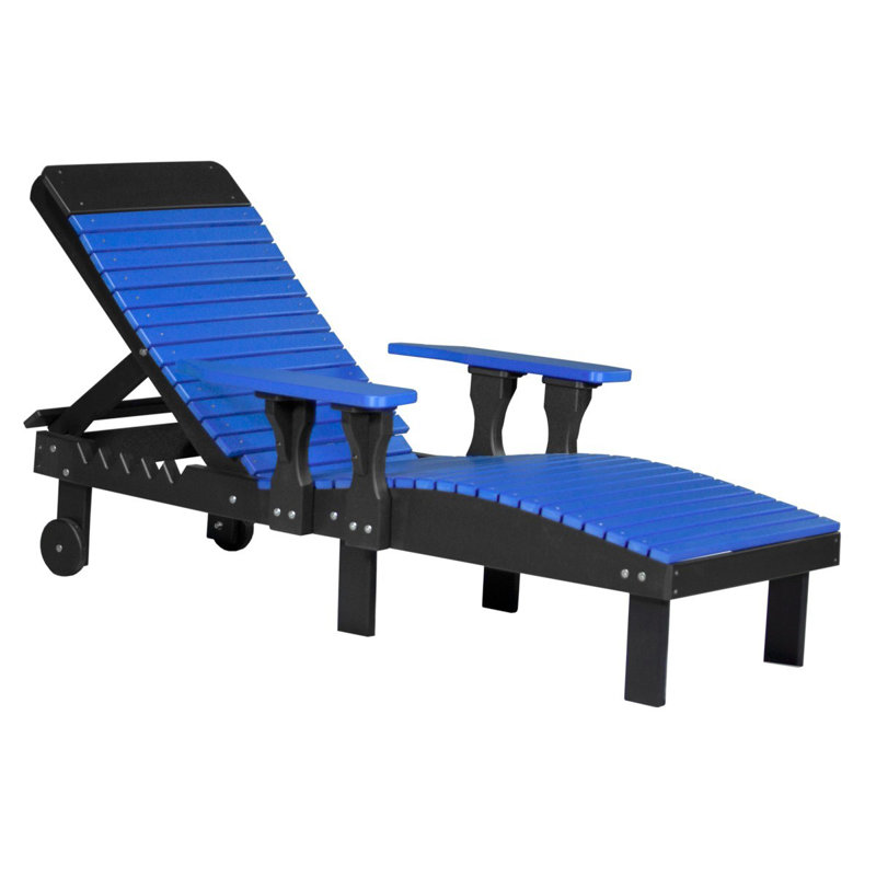 Chaise de patio inclinable Dicie, Bleu / Noir
