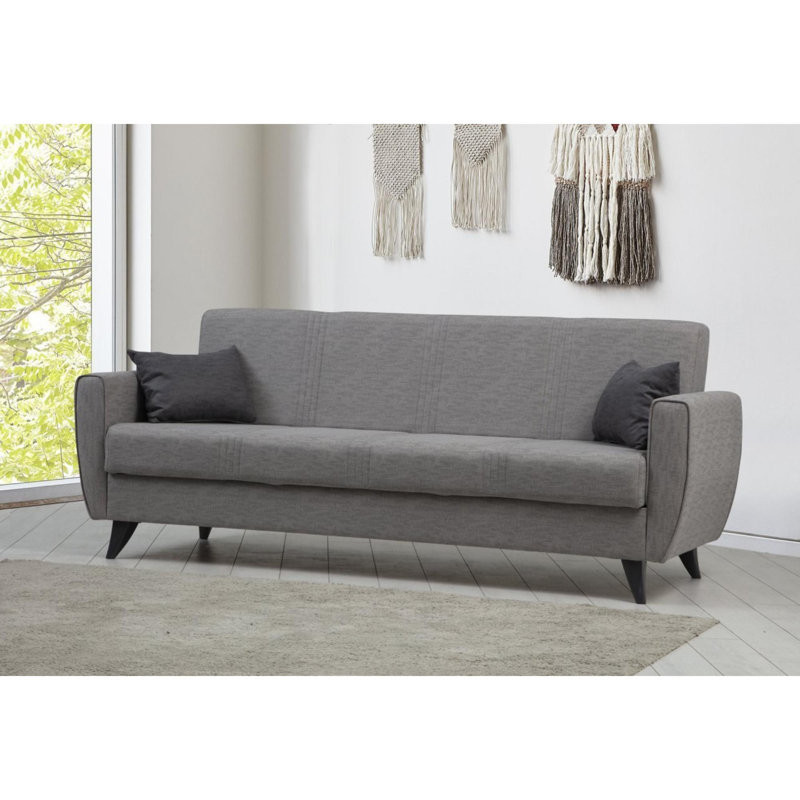 Allinson 207cm Upholstered Futon, Light Grey