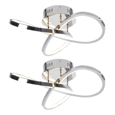 Cleophis Set of 2 Matt Black LED Loop Ceiling Lights