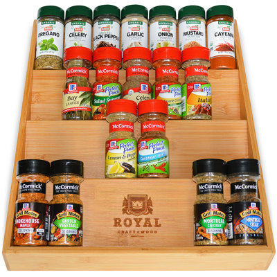 Luxury Spice Drawer Organizer for Kitchen - Bamboo Spice Rack Organizer (17"x13.5")